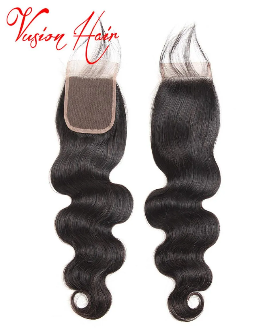 Body Wave Brasilian Hair Weaves 4x4 Stängning Oproponerad mänsklig hårförlängningar bra billiga mink Brazliliansk kroppsvåg stängning3884588