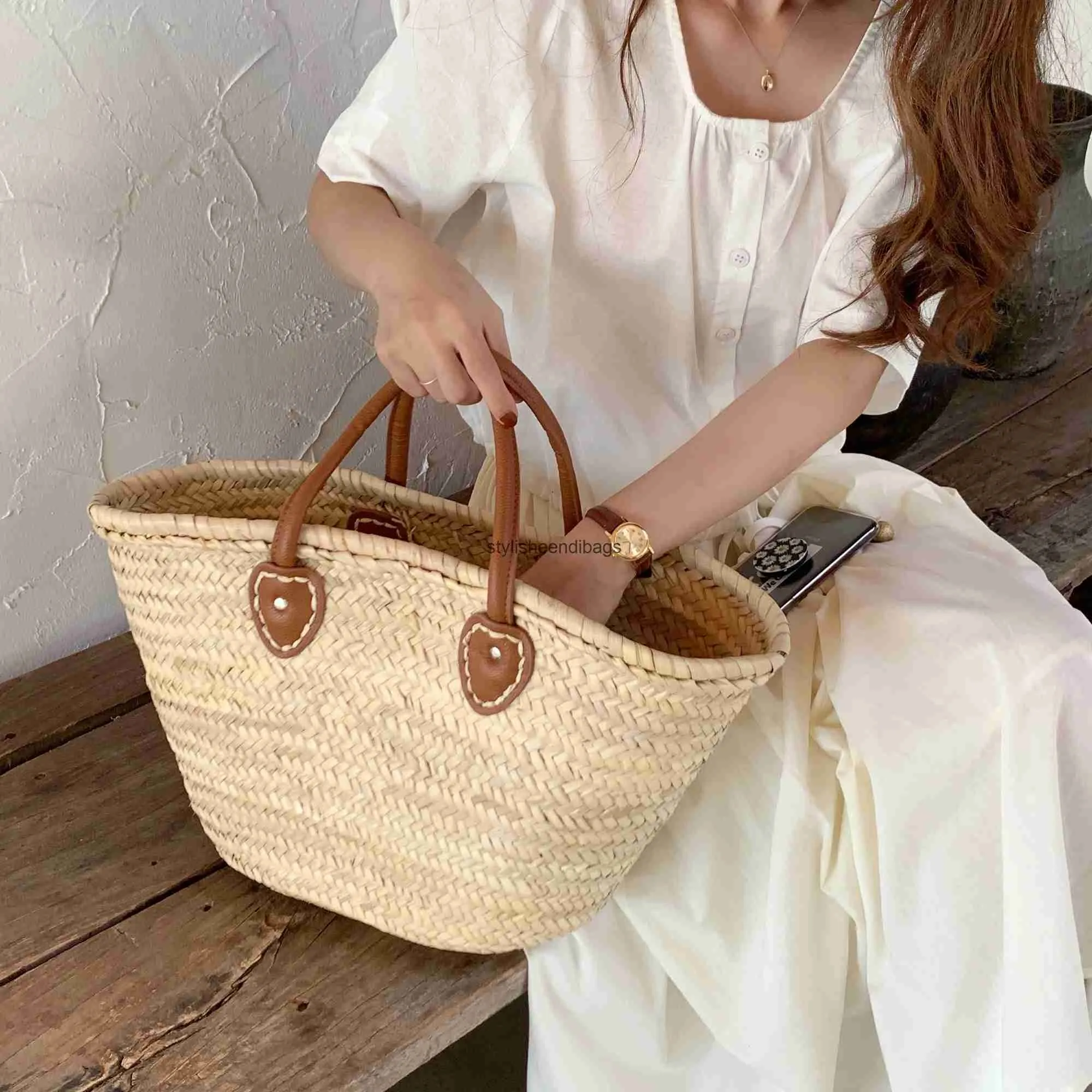 Totes Casual Wicker Woven Large Capacity Tote Rattan Women Handväskor Designer Summer Beach Straw Bags Lady Bali Big Basket Huckets Bagh24217