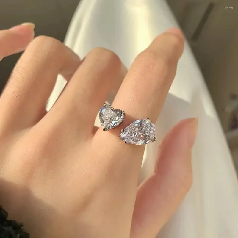 Кольца-кластеры для влюбленных в форме сердца, кольцо с бриллиантом из муассанита, стерлингового серебра 925 пробы, обручальное кольцо для вечеринок для женщин, свадебные украшения для помолвки