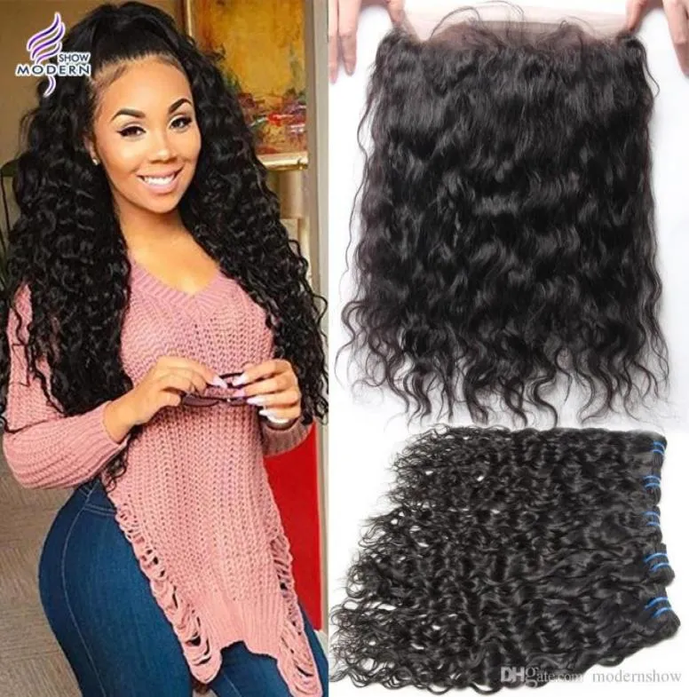 360 Lace Frontal avec Bundles Cheveux Vierges Brésiliens Humides et Ondulés avec Lace Frontal Bundles de Tissage de Cheveux Humains Brésiliens avec 360 Lac1561909