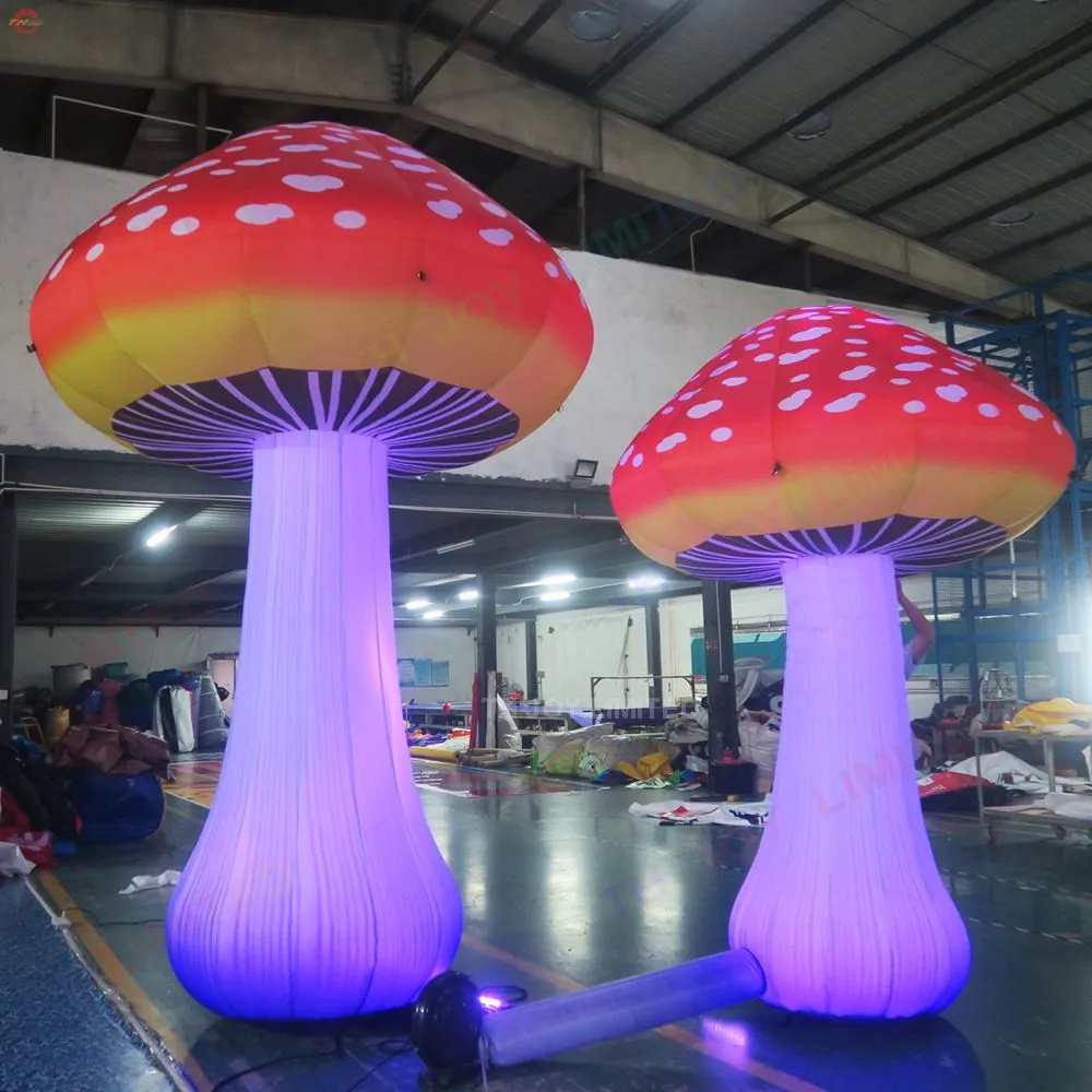 5mH (16.5ft) With blower Free express Outdoor Activities Advertising inflatable simulation mushroom model balloons with colorful led lighting for decoration