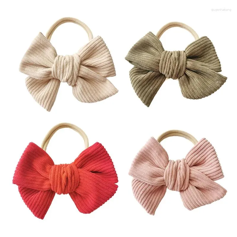 Accessoires pour cheveux Bandeau pour bébé 4,5 pouces Corduroy Pinwheel Bow Headwrap Girls Nyly Hairband