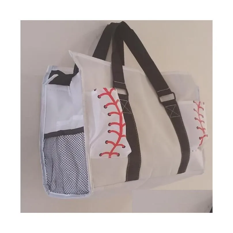 Borse da esterno 7 pezzi Borsa da spiaggia Borsa grande in tela Baseball Softball Palline da cucire per bambini e ragazze Drop Delivery Sport all'aperto Dhnkb