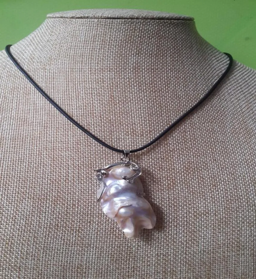 beautiful huge 50mm natural baroque south sea pink purple mermaid pearl pendant necklace4177317