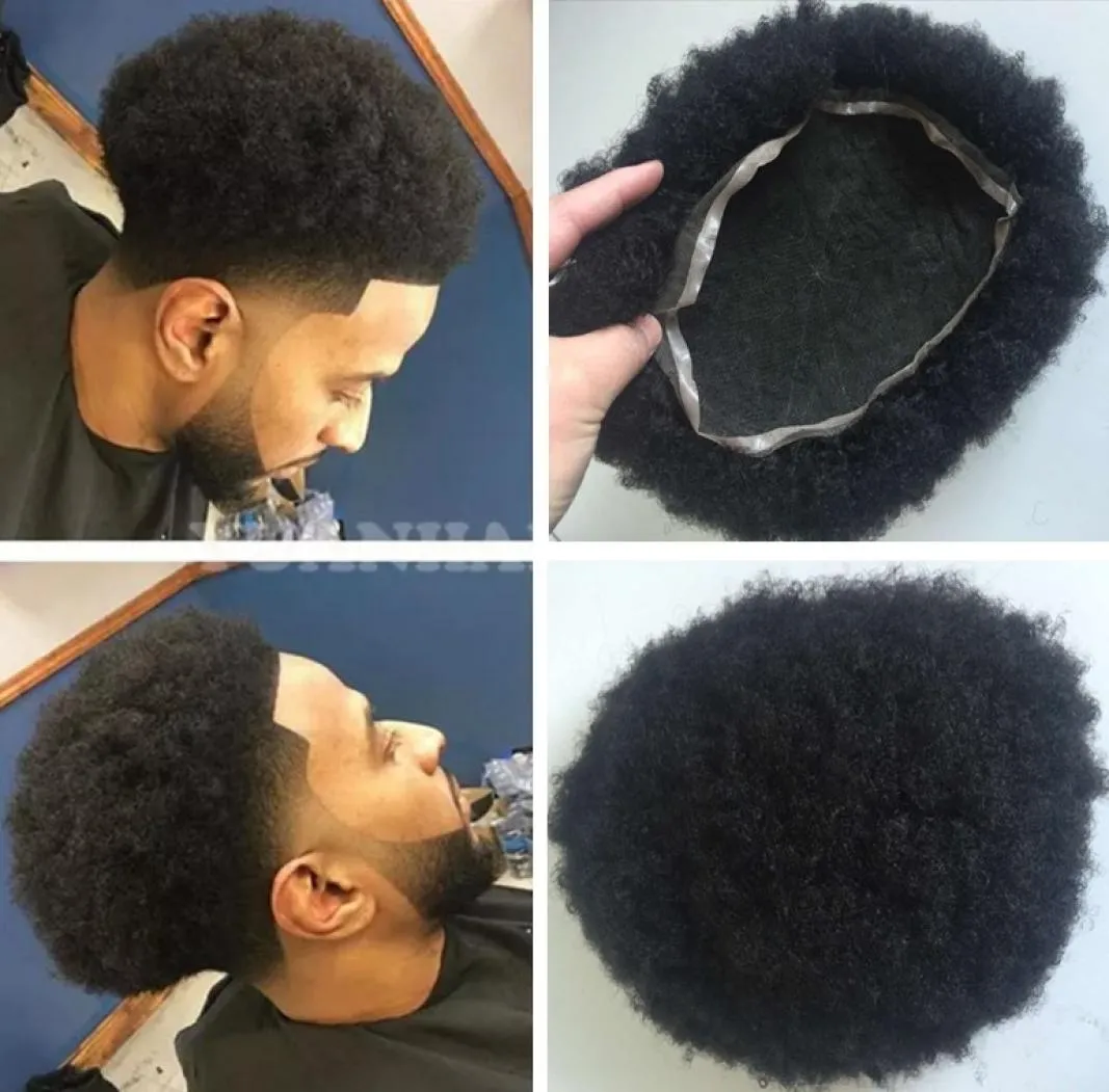 Afro Curl Toupee för BasketBass -spelare och basketfläktar Full Lace Men039s Wig Hair Pieces Brazilian Virgin Human Hair 7472310