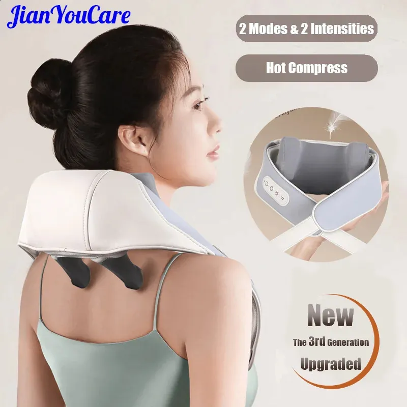 JianYouCare shiatsu masseur d'épaule de cou chaleur muscle complet du corps pétrissage châle cervical anticellulite machine de massage portable 240122