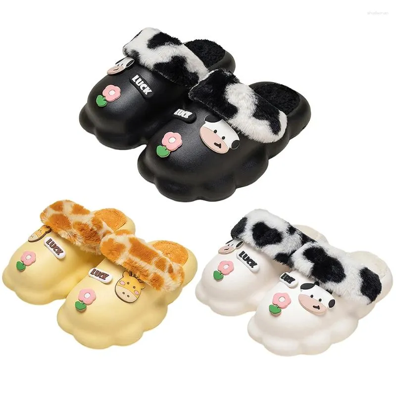 Pantoffels Uitneembare voering Pluche Gesloten teen Antislip Instappers Huisschoenen Waterdicht Pluizig Preppy voor de herfst Winter