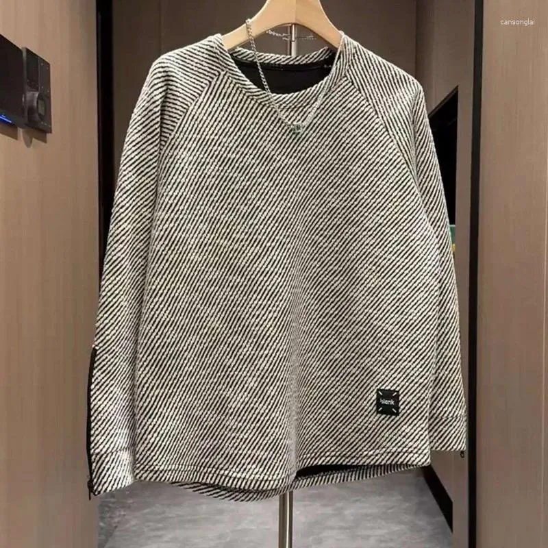 Felpe con cappuccio da uomo Girocollo americano Felpe a righe diagonali Polsini da uomo Pullover allentato con cerniera Top Orlo a forma di U Hoodeis Alta streetwear