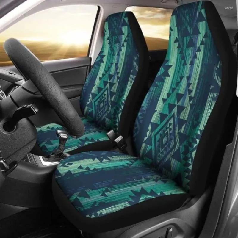 Housses de siège auto Vert Boho Aztec Streaks Pack de 2 Housse de protection avant universelle