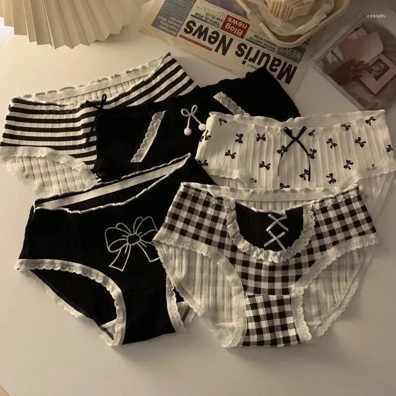 Women's Panties Lolita Girls Bow-knot Cotton Underwear Japanese Ladies Cute Antibacterial Mid-waist Briefs Sexy Lingerie