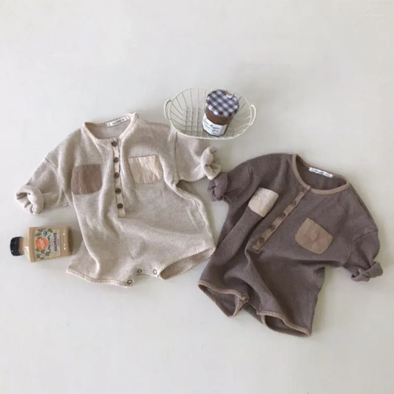 Pagliaccetti 2024 Autunno Baby Body in cotone Infantile giapponese Tuta a maniche lunghe Vintage Born Girl Tutina Cute Boy Pocket Tuta