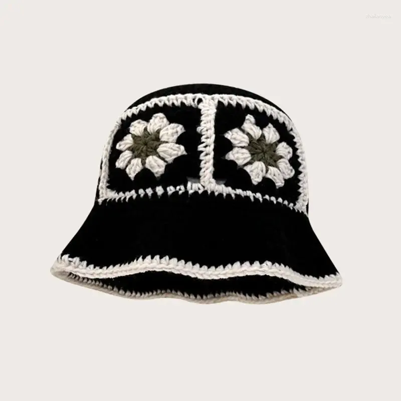 Handmade Crochet Beret Y2K Fashion Knitted Bucket Hat, Korean