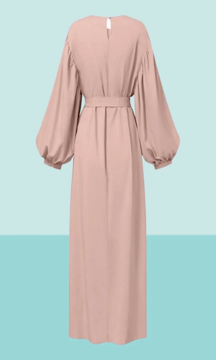 Ubranie etniczne Autumn Puff rękawa Maroko Muzułmańska sukienka Kobiety Abaya Kaftans Niewejściowe sukienki wieczorowe Kobieta Turcja Islam Long Sraine Fe3751634