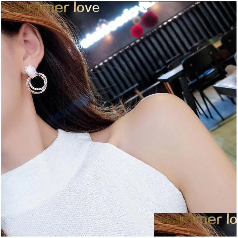 Hoop & Huggie Arrival Geometric Rhinestone Mtilayer Round Stud Earring For Women Trendy Fashion Hoop Drop Jewelry Gift Drop Dhgarden Dh15Q