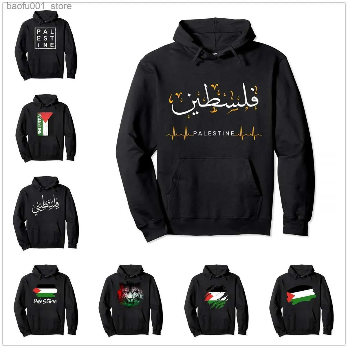 Sweats à capuche pour hommes Sweatshirts Coton 2024 Drapeau de la Palestine Pull à capuche Hommes Femmes Sweats à capuche unisexe Homme Hip Hop Style Sweat-shirt pour cadeau Q240217