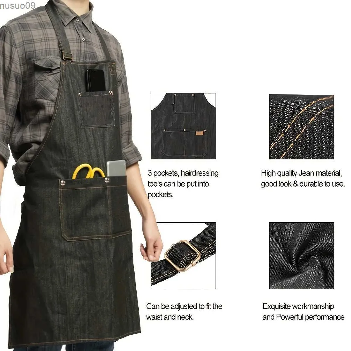 Schorten Lichtgewicht denim Jean gereedschapsschort met zakken Waterdicht gewaxt canvas schort voor mannen en vrouwen Verstelbare werkschort