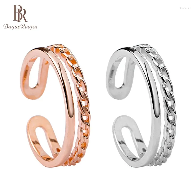 Cluster Ringen Bague Ringen Eenvoudige S925 Ring Voor Vrouwen Zilver 925 Sieraden Dubbellaags Openingslijn Hand Ornament Dagelijkse Accessoires Cadeau