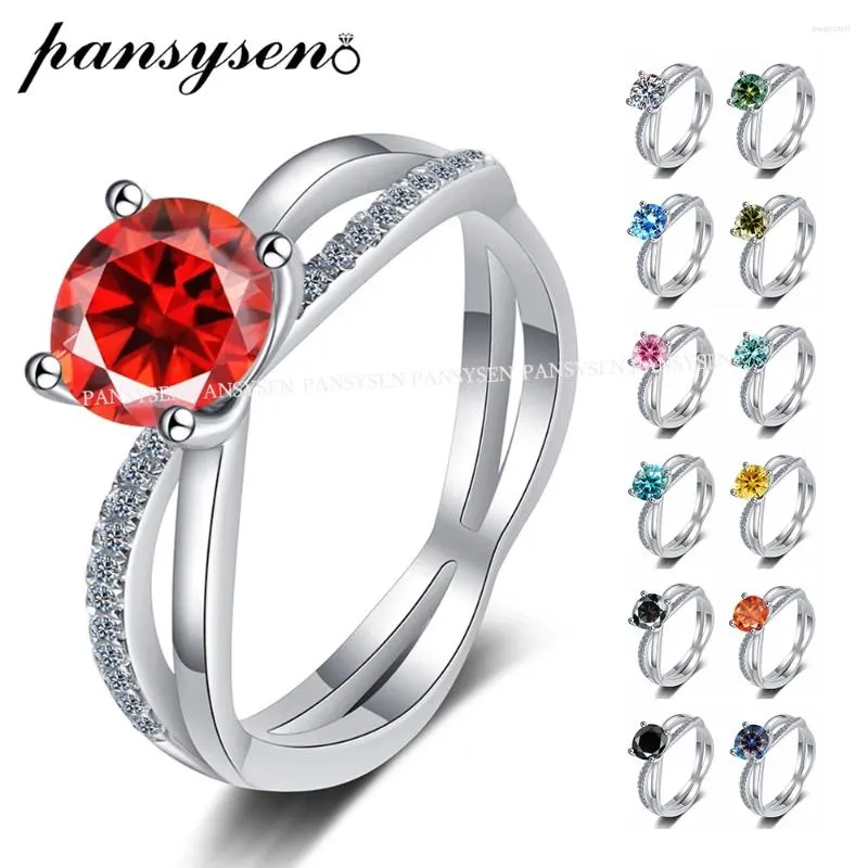 Klusterringar pansysen gra certifierad 1ct real moissanite ring för kvinna 925 SLIVERengagemang Promise Wedding Band Fine Jewelry Drop