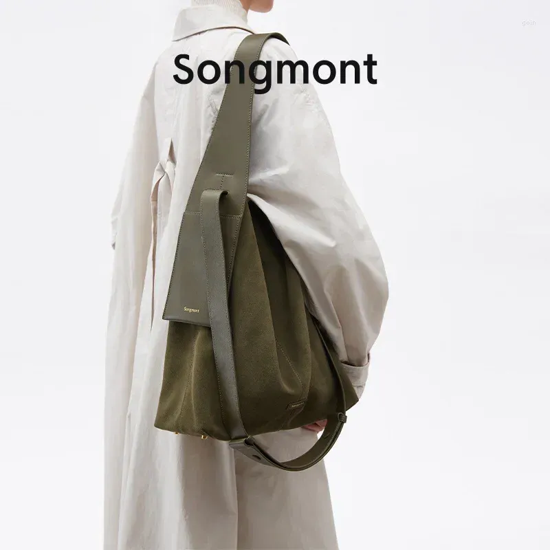 Вечерние сумки Songmont, замшевая сумка большого размера с подвесными ушками, дизайнерская сумка через плечо для ленивых поездок на работу, на одно плечо