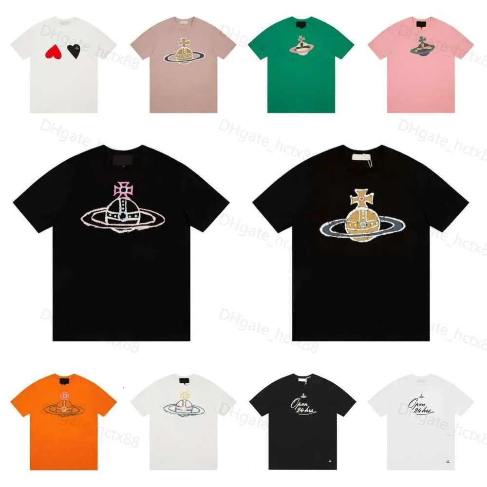 Herrspray orb vivienne west west wood t shirt varumärke kläder män kvinnor sommar t -shirt med bokstäver bomull tröja högkvalitativa tees mz