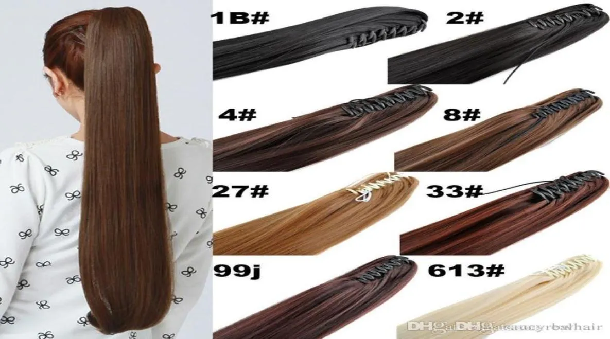 Big Discount 100 Natural Brazilian Remy Human hair Ponytail Claw Clips inon Human Hair Extension Straight Hair 2pcs 200Gram Fre6332097