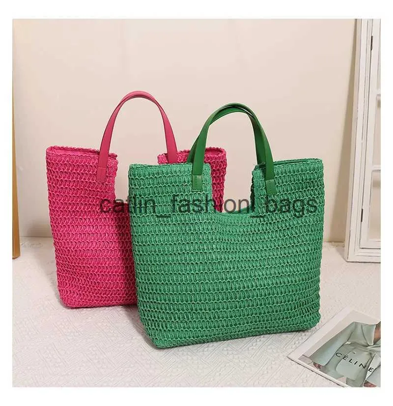 Shoulder Bags New straw Woven Bag Simple Large Capacity Portable Beach Vacation WomensH24217
