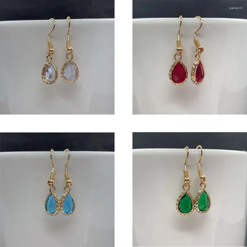 Dingle örhängen färgglad kristall droppe 9x15mm öronkrok charm mode färgade glas smycken diy halsband utsökt kvinnors tillbehör