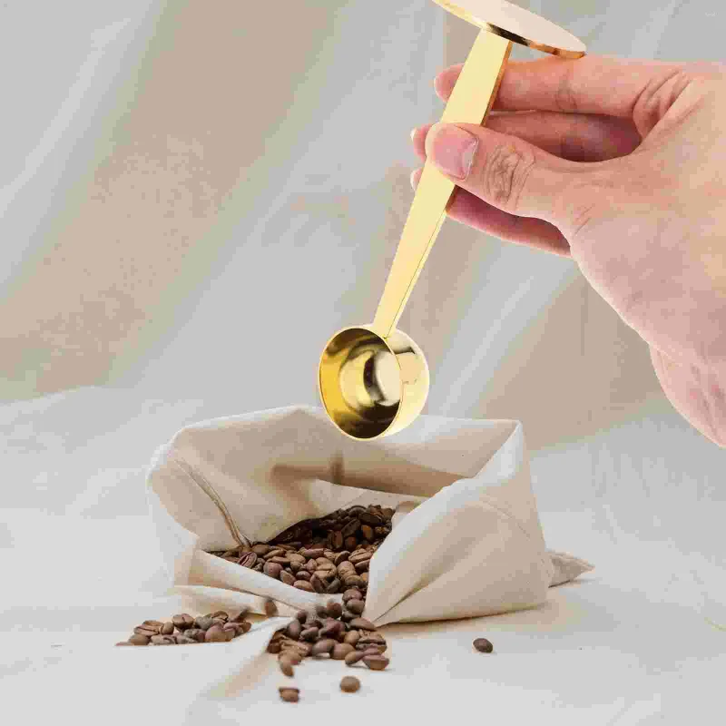 Coffee Scoops 2-In-1 Stainless Steel Tablespoon Measure Spoon Pressed Bottom Milk Powder Scooper Bean Press