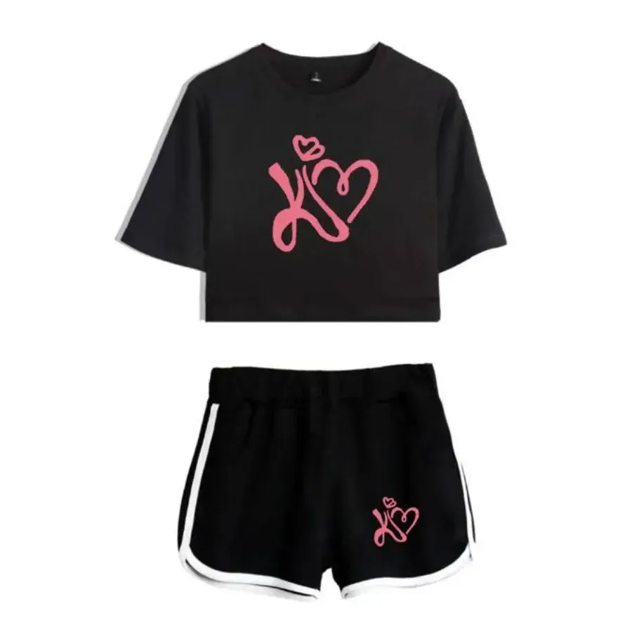 Sommer Damen Sets Kimberly Loaiza Kurzarm Crop Top + Shorts Trainingsanzüge Frauen Trainingsanzüge Zweiteilige Outfits Streetwear