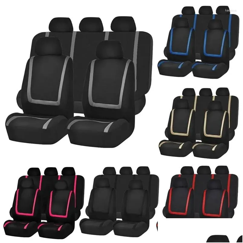 Housses de siège de voiture Ers Youth Mobiles Fl Set Blue Fit Mode Accessoires d'intérieur 9pcs Style Drop Livraison Automobiles Motos Ot34O