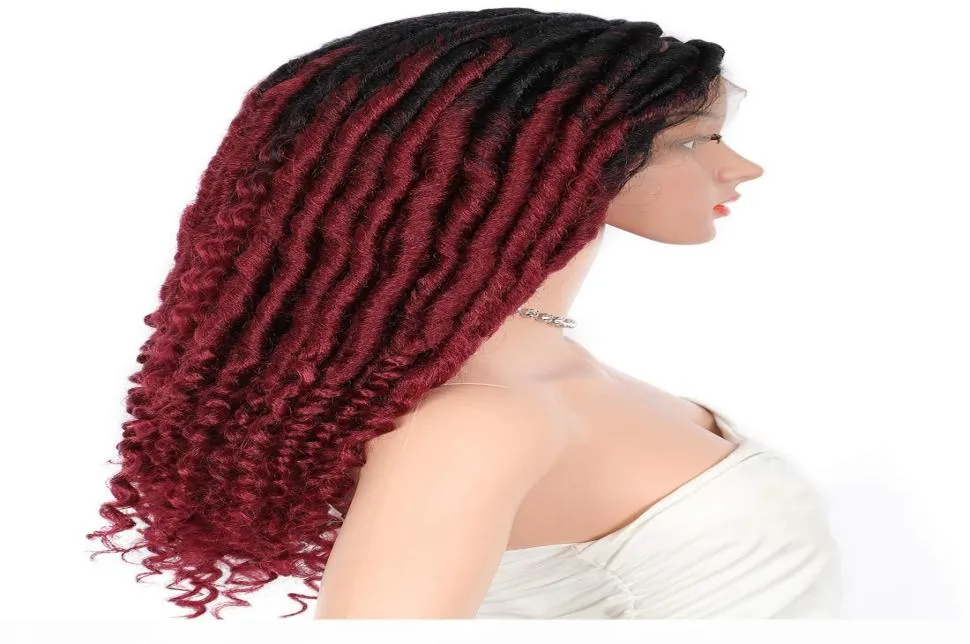 Beauart 4x4quot Swiss Lace Front Faux Locs Parrucche intrecciate senza nodi con riccioli bohémien Estremità Dreadlocks sintetici Parrucche trecce6457499