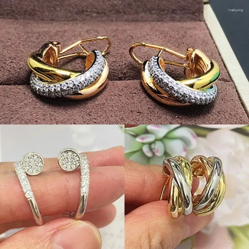 Orecchini da donna a doppio cerchio alla moda in argento sterling 925 di marca di vendita del braccialetto adatti per regali di feste e vacanze