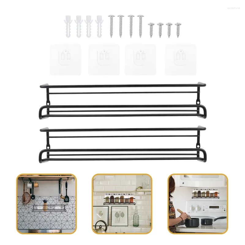 Kitchen Storage 2 Sets Wall Mounted Spice Rack Organizers Racks