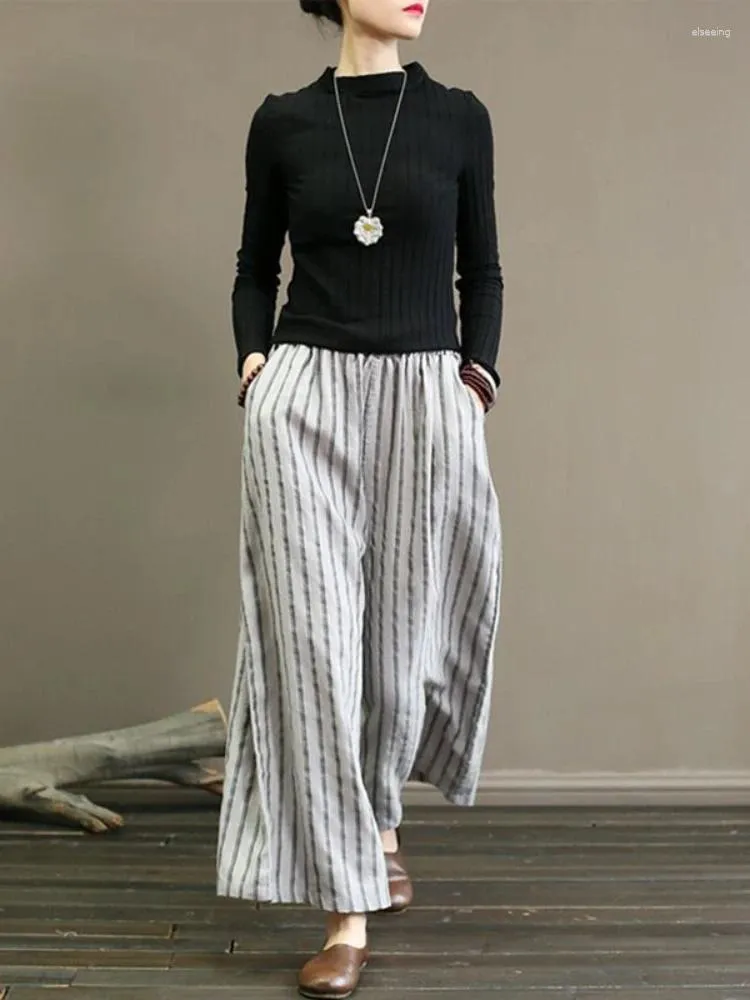 Kvinnor Pants Women 2024 Cotton Linen Vintage Harajuku Loose Casual Solid Color Sweatpants Korean Orize Streetwear