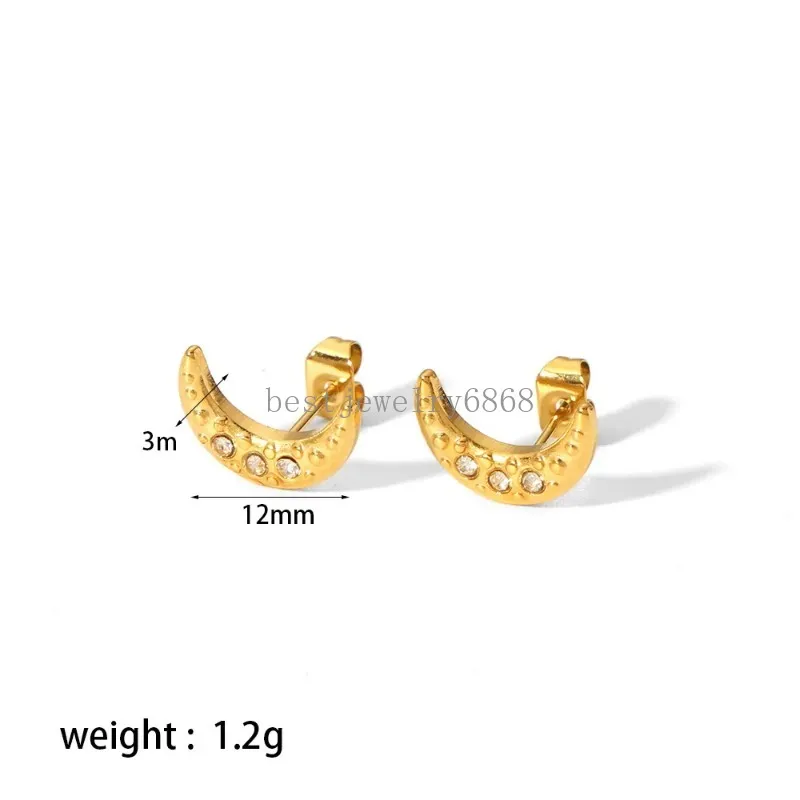 Cute Men Women Earrings Yellow Gold Plated Stainless Steel Cross Star Moon Earrings Studs Fashion Jewelry Nice Gift