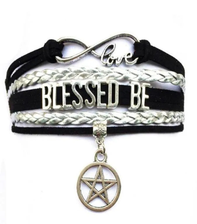 Goccia intera Infinity Love Blessed Be Bracciale Pentagramma Stella Fascino Regalo strega Gioielli Wiccan11035809518201