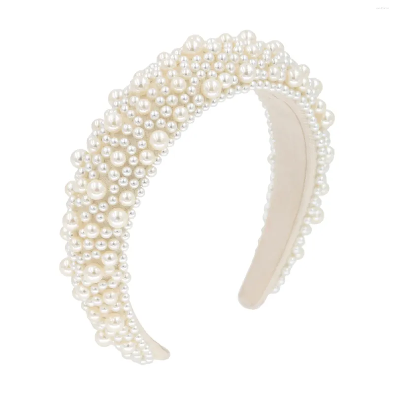 Hair Clips Pearl Headband Cute Thick Crystal Bridal Fashion Full White Shiny Women Girls Non Slip Elastic Accessories Fancy Glitter