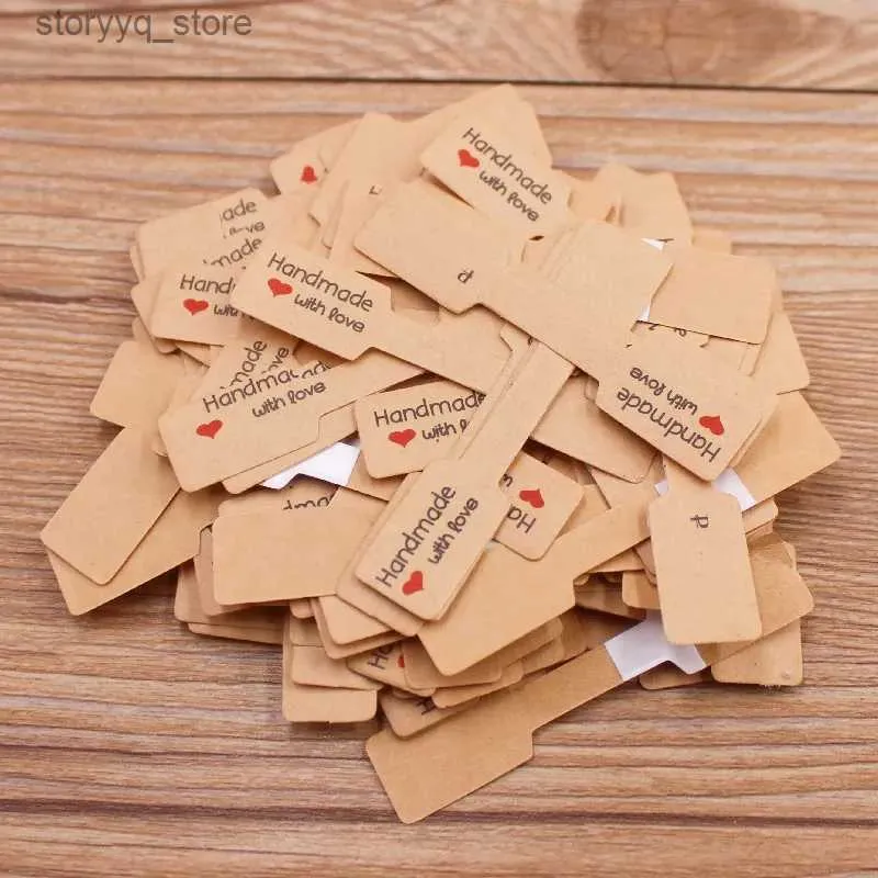 Etiketler Etiketler 100pcs Çok Stil Yüzük Katlanmış Etiketler Beyaz/Kraft Aşk Fiyatı ile El Yapımı Etiketler Etiketler Takı Etiket Sticker Etiketler 6*1.2cm Q240218