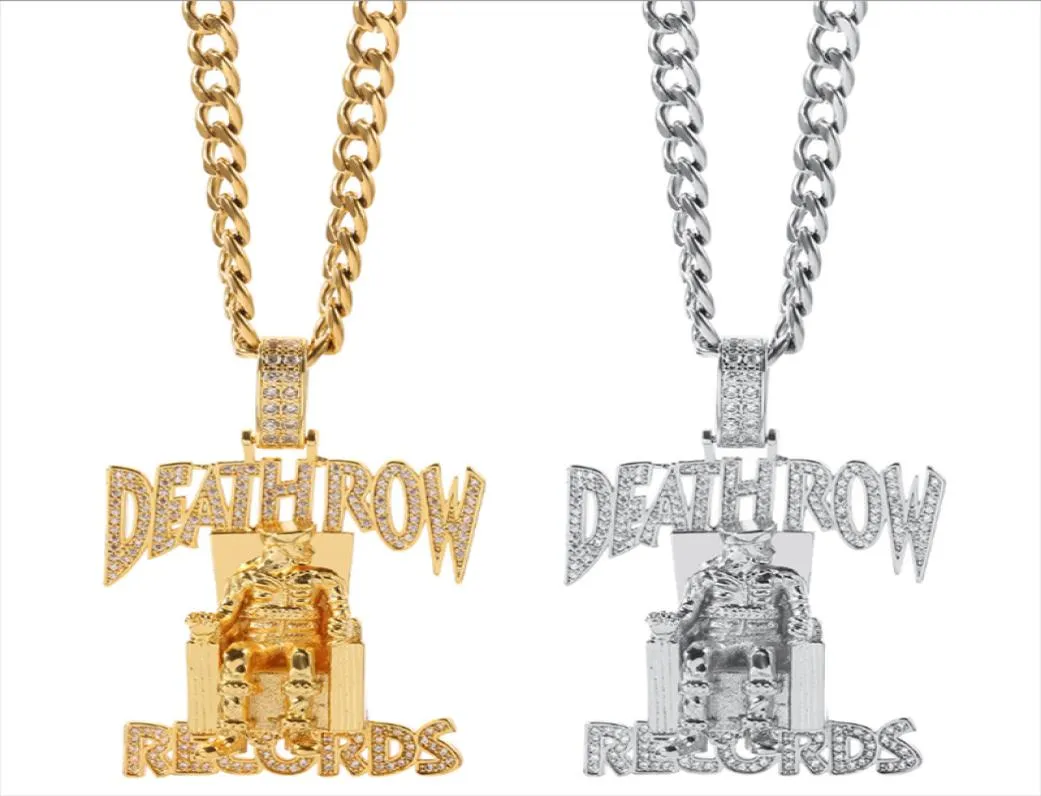 2PCS Crystal DEATHROWRECORDS Prisoner Pendant Necklace For Women Mens Hip Hop Accessories For Jewelry Necklace Neck Link Chain1687400