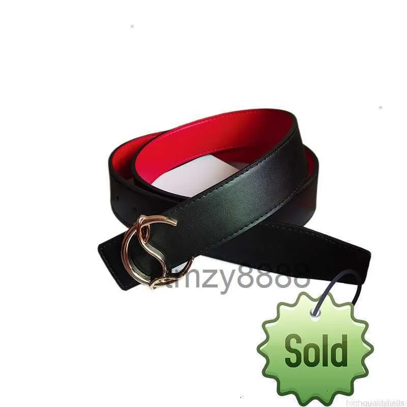 Ceintures Cristian Loubutin Homme Ceinture réversible à fond rouge pour femme Noir Beige Largeur de la ceinture 3,8 cm Boucle en argent doré Taille 100 cm-125 cm Mode Casual Designer FCHQ