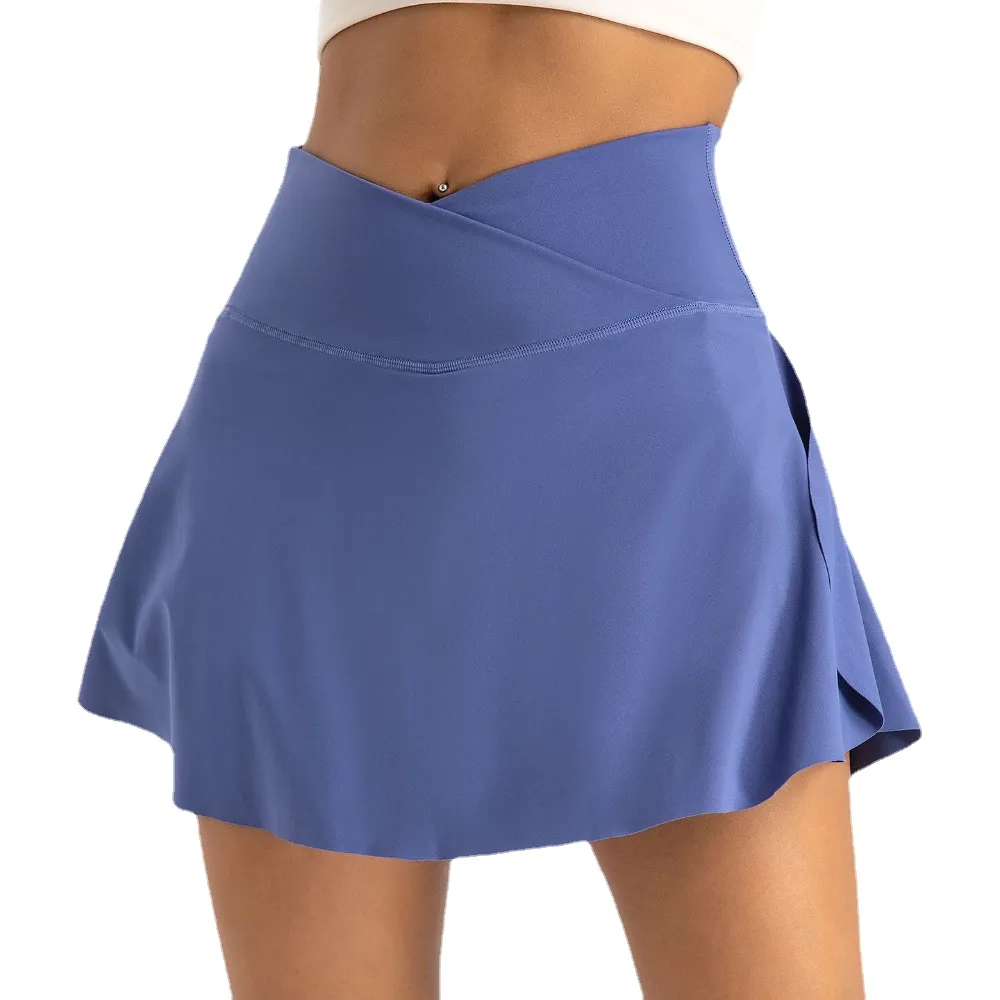 V-waist Tennis Jirt Yoga Shorts avec poche Vêtements de jupe en deux pièces vêtements de fitness en plein air