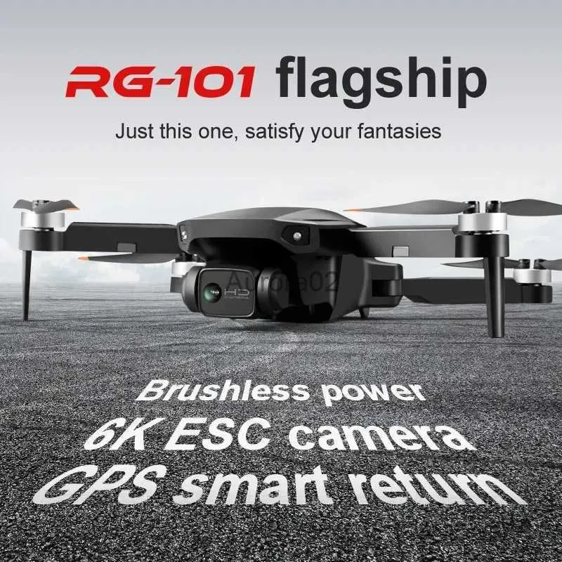 Дроны Новый RG101 MAX GPS RC Drone 6K Профессиональная двойная HD-камера FPV 3 км Аэрофотосъемка Бесщеточный двигатель Складная игрушка-квадрокоптер YQ240217
