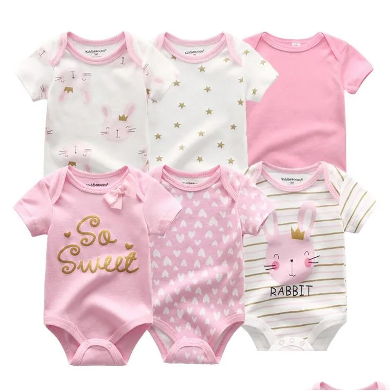 Kläderuppsättningar Est 6st/Lot Baby Girl Clothe Roupa de S Boy Clothes Rompers Född bomull 0-12m 220315 Drop Delivery Kids Maternity Dhlkz