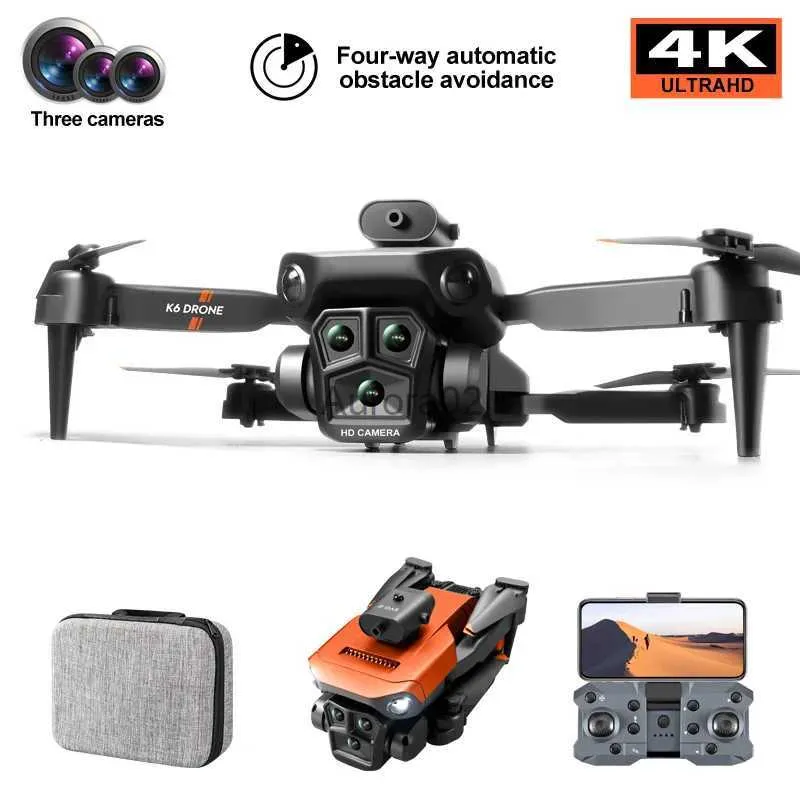 Drönare K6 Max Drone Professional Aerial Photography Aircraft 4K Three-Camera HD One-Key Retur Hinder Undvikande GPS Toys Gift YQ240217