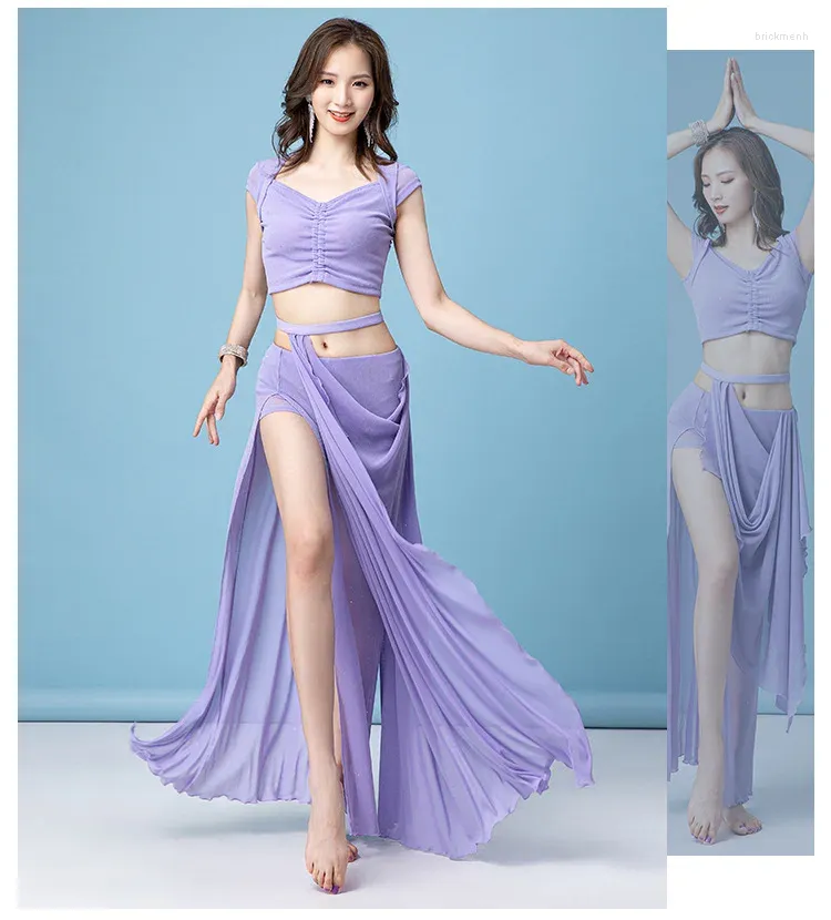 Vêtements de scène pour femmes, vêtements d'entraînement de danse du ventre, jupe orientale sexy pour débutants, maille pour femmes, tenue de danse du ventre, 2024