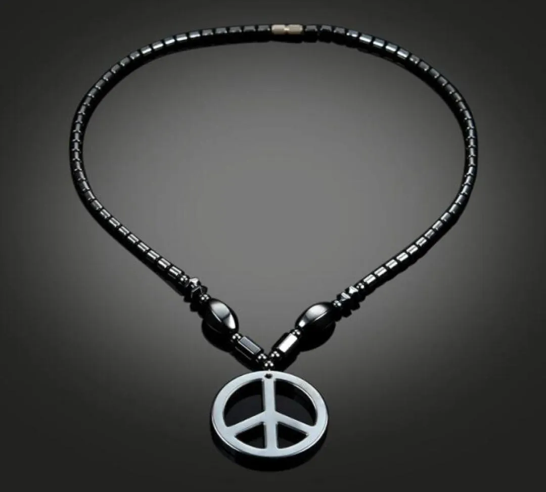 Collier aimant noir pendentif Simple à la mode et collier signe de paix pour hommes et femmes 8716969