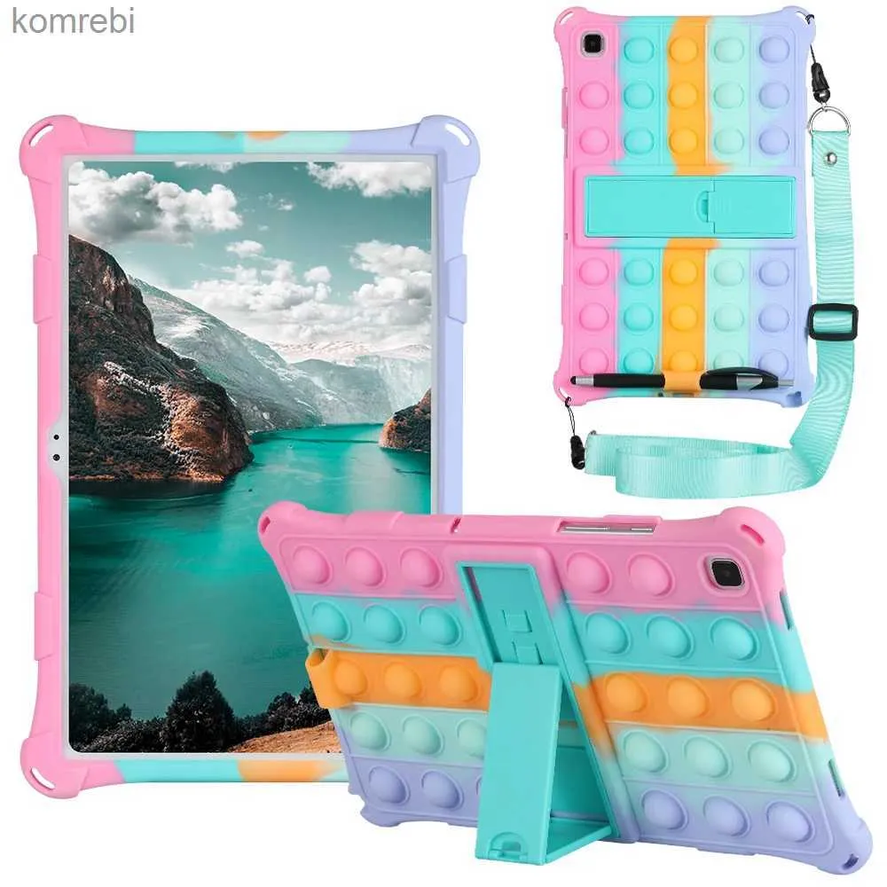 Tablet PC Cases Torby miękka bąbelka dla dzieci obudowa dla Samsung Galaxy Tab A7 10.4 A8 10.5 SM-X200 Pokrywa tabletka Tab S6 Lite S5e 10.5 S7 S8 11T870 Shell+Strapl240217