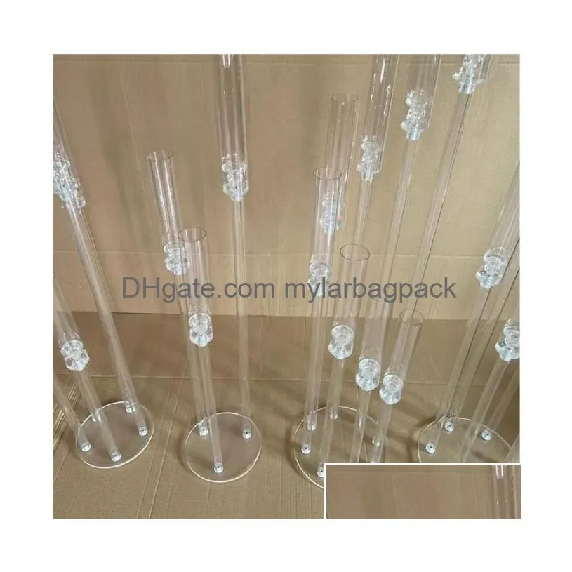 Portacandele Decorazione di nozze Centrotavola Candelabri Portacandele trasparenti Candelieri in acrilico per matrimoni Consegna in drop di eventi Hom Dht4U