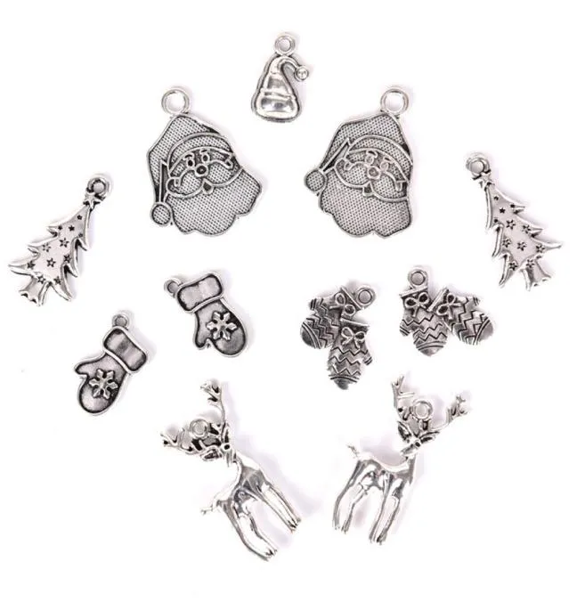 54PCS Vintage Metal Christmas Charm for Bracelets Naszyjnik DIY Metal Biżuteria Making293M6687783