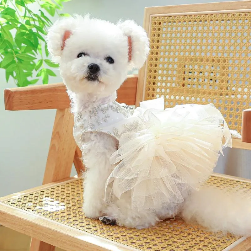 Vêtements pour chiens Collier pour animaux de compagnie Vêtements pour chats La jupe en tulle Robe en dentelle Robe de mariée Starlight